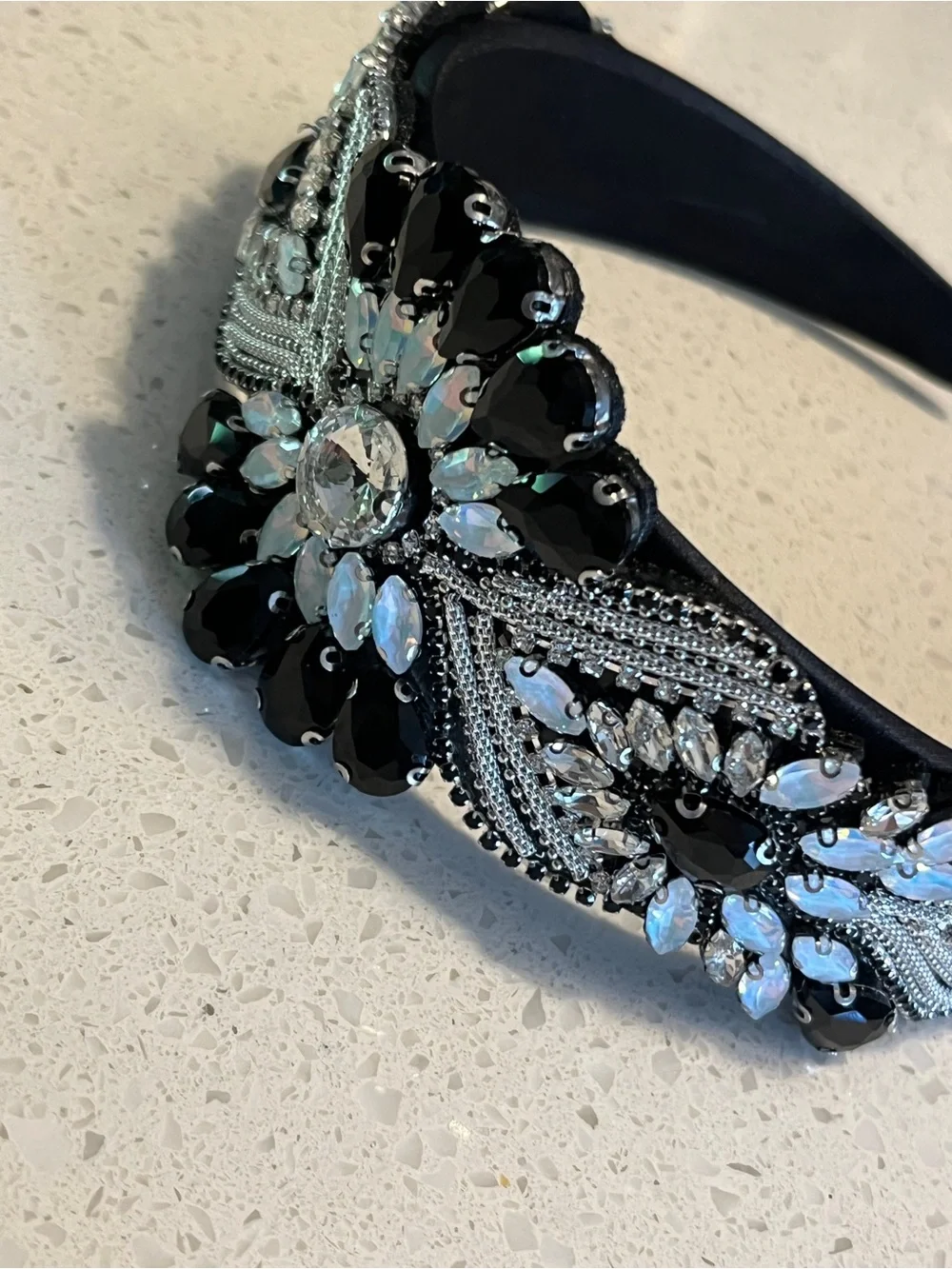 Embellished black‎ and silver Crystal Headband